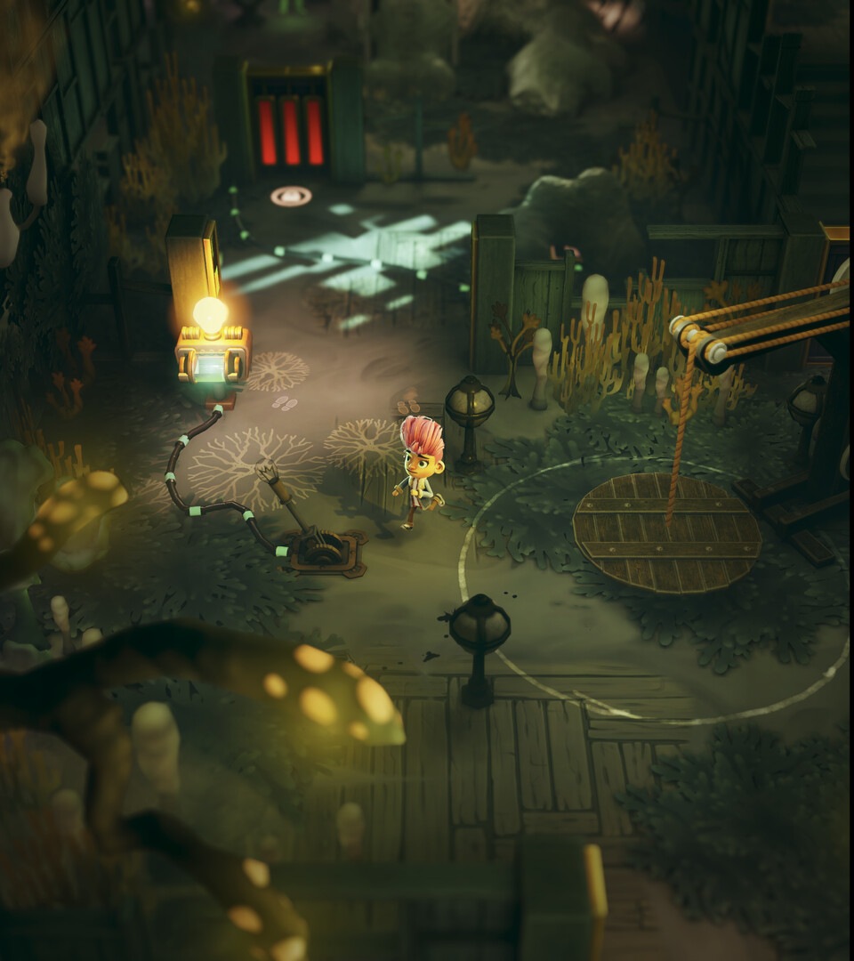 Stage Fright screenshot of dark puzzle room